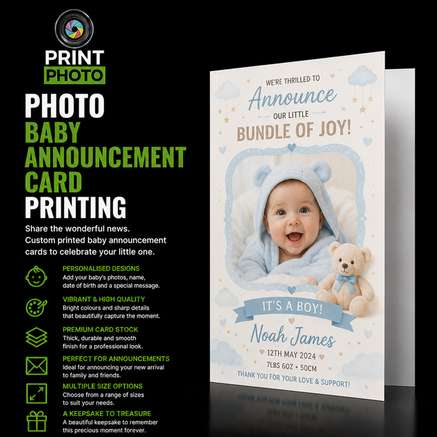 Photo Baby Announcement Card Printing